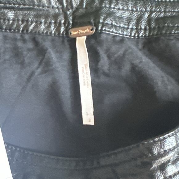 Free People Women's Fake Out Wrap Skirt Black Faux Leather NWT $78 Size 2 Sexy - Picture 6 of 11